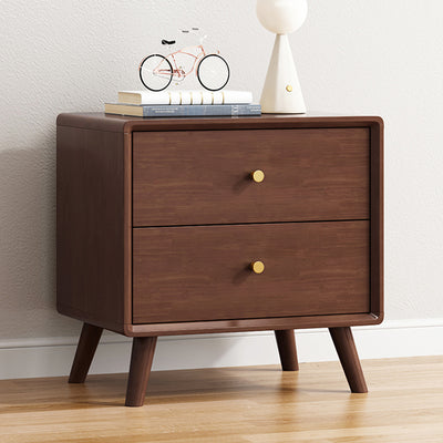 Table de chevet carrée en bois massif minimaliste moderne à 2 tiroirs pour chambre et salon 