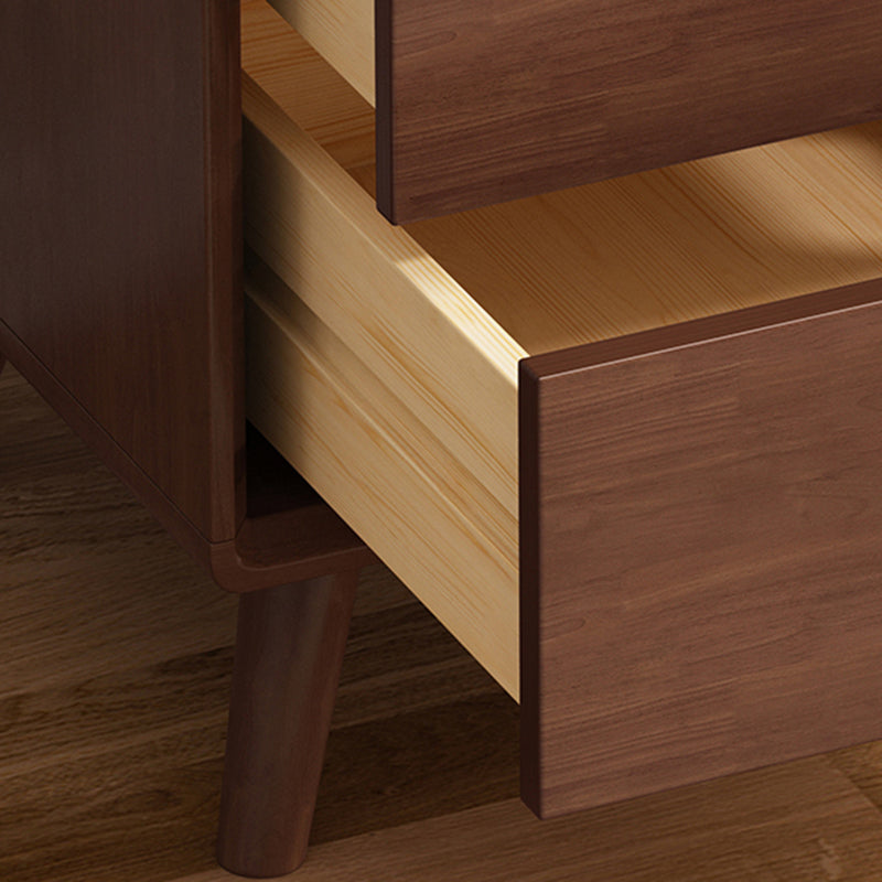 Table de chevet carrée en bois massif minimaliste moderne à 2 tiroirs pour chambre et salon 