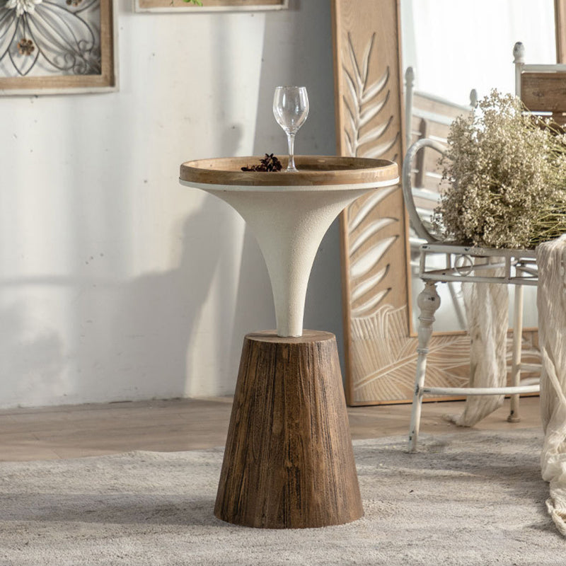 Traditional Rustic Wood &amp; Iron Round Side Table For Bedroom &amp; Living Room