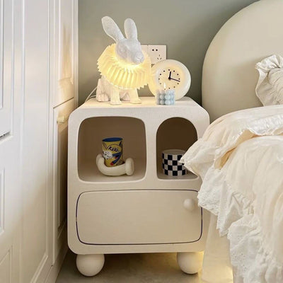 Mesita de noche cuadrada contemporánea nórdica E1 con 1 cajón para dormitorio y sala de estar 