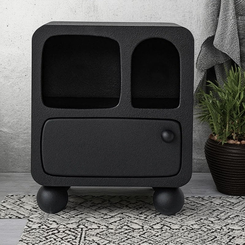 Mesita de noche cuadrada contemporánea nórdica E1 con 1 cajón para dormitorio y sala de estar 