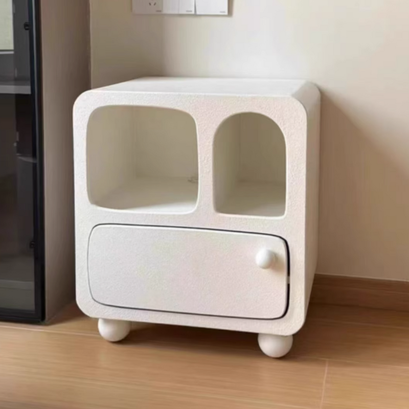 Mesita de noche cuadrada contemporánea nórdica E1 con 1 cajón para dormitorio y sala de estar 