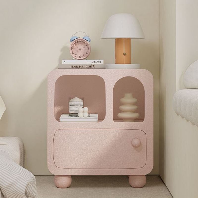 Mesita de noche cuadrada contemporánea nórdica E1 con 1 cajón para dormitorio y sala de estar 
