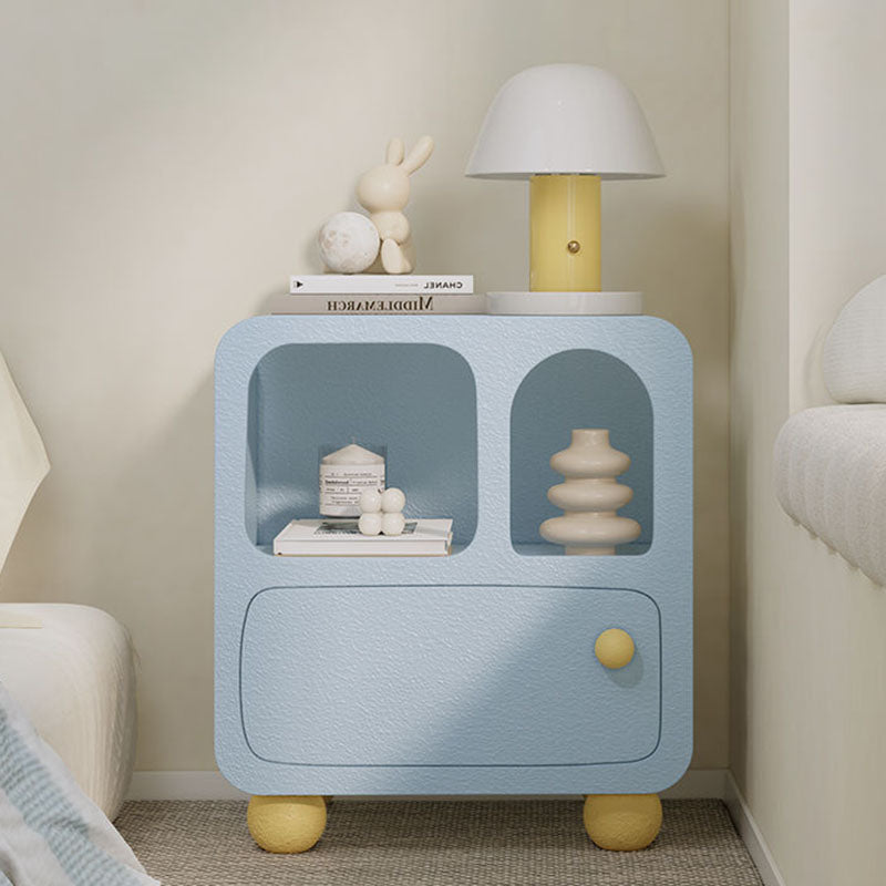 Mesita de noche cuadrada contemporánea nórdica E1 con 1 cajón para dormitorio y sala de estar 