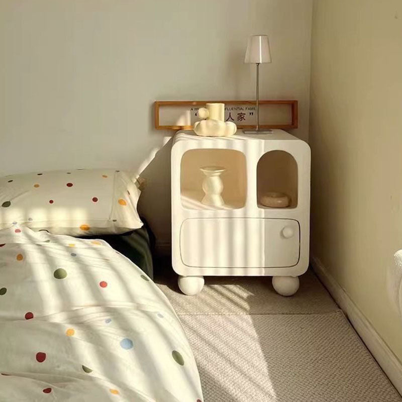 Mesita de noche cuadrada contemporánea nórdica E1 con 1 cajón para dormitorio y sala de estar 