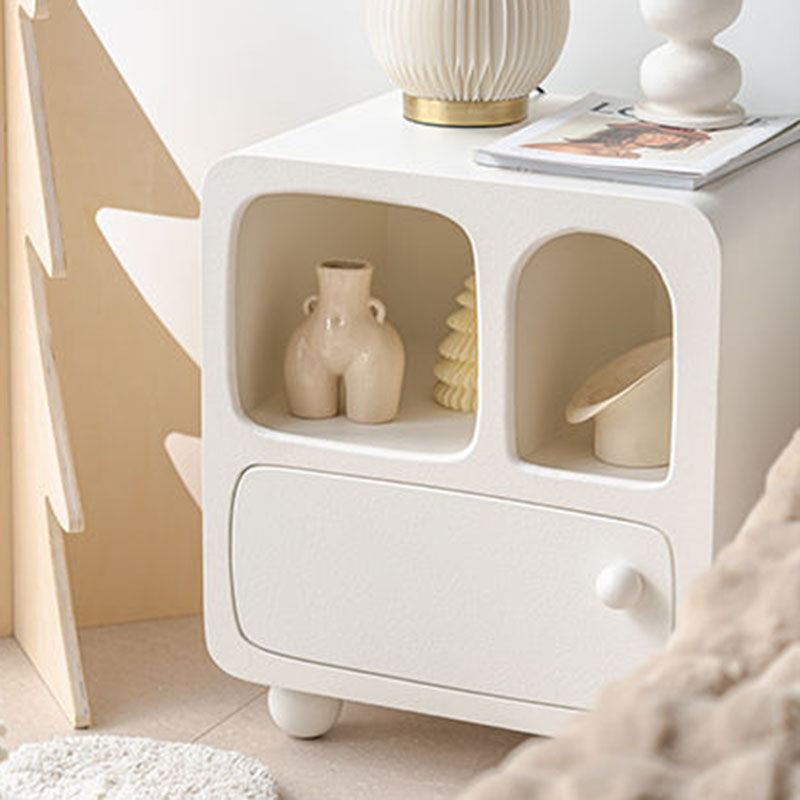 Mesita de noche cuadrada contemporánea nórdica E1 con 1 cajón para dormitorio y sala de estar 
