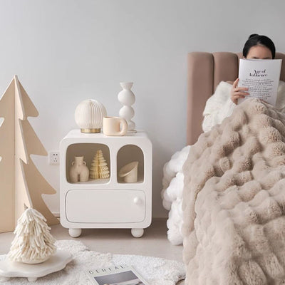 Mesita de noche cuadrada contemporánea nórdica E1 con 1 cajón para dormitorio y sala de estar 