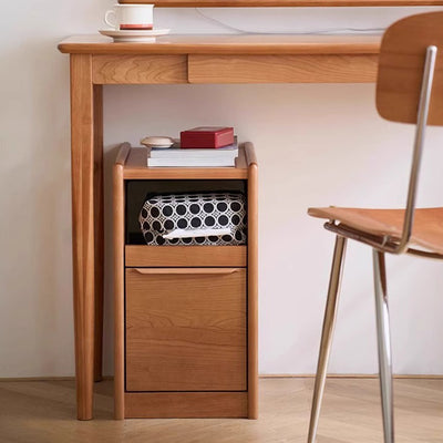 Mesita de noche rectangular de madera maciza nórdica contemporánea con 2 cajones para dormitorio y sala de estar 