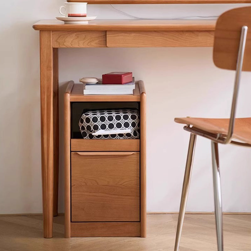 Mesita de noche rectangular de madera maciza nórdica contemporánea con 2 cajones para dormitorio y sala de estar 