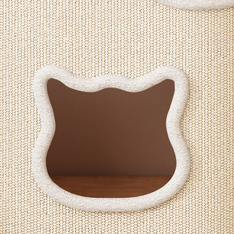 Modern Minimalist Elliptical Cylinder Plywood Rubberwood Sisal Integrated Cat Bed &amp; Cat Tower 2/3-Hole For Living Room