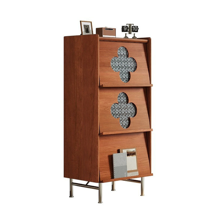 Traditional Vintage Rectangular Rubberwood Pine Wood Solid Wood Multi-Layer Board Stainless Steel Glass Storage Cabinet 3-Cabinet For Living Room