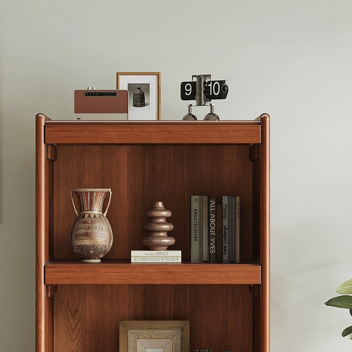 Traditional Vintage Rectangular Rubberwood Pine Wood Solid Wood Multi-Layer Board Stainless Steel Glass Storage Cabinet 3-Cabinet For Living Room
