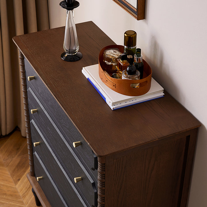 Contemporary Retro Rectangular Ash Wood Plywood Storage Cabinet 4-Drawer For Living Room