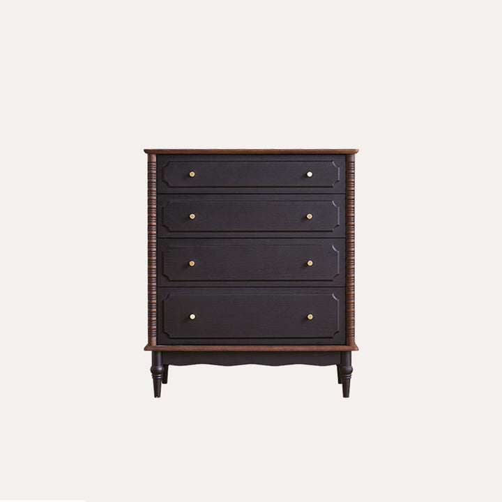 Contemporary Retro Rectangular Ash Wood Plywood Storage Cabinet 4-Drawer For Living Room