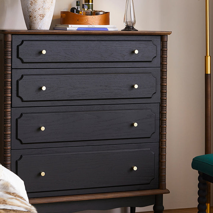 Contemporary Retro Rectangular Ash Wood Plywood Storage Cabinet 4-Drawer For Living Room
