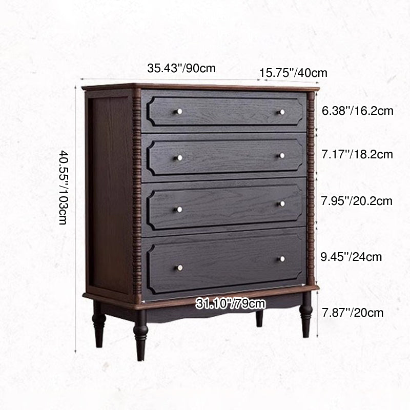 Contemporary Retro Rectangular Ash Wood Plywood Storage Cabinet 4-Drawer For Living Room