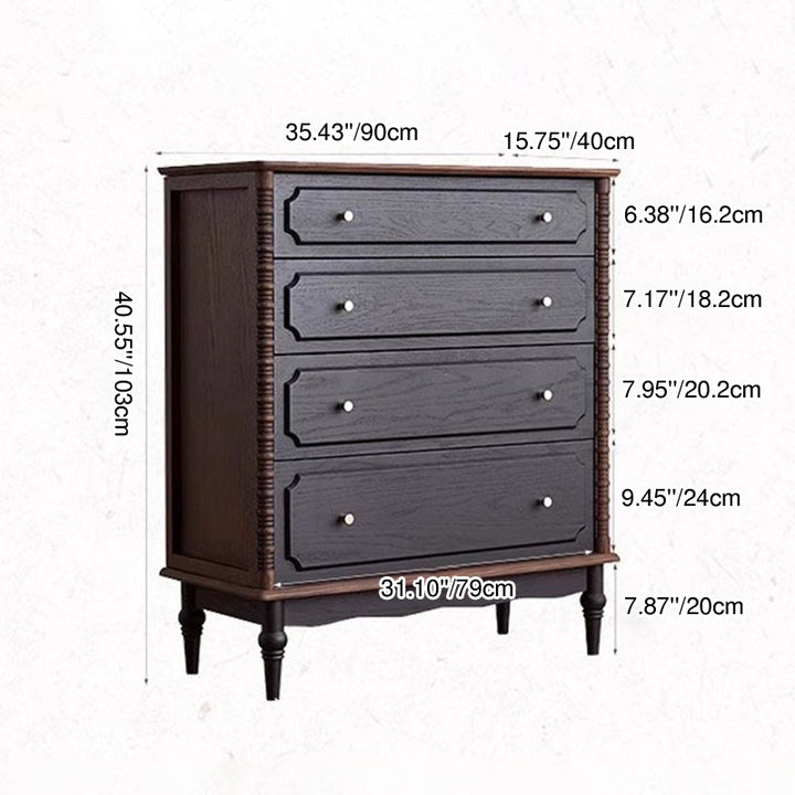 Contemporary Retro Rectangular Ash Wood Plywood Storage Cabinet 4-Drawer For Living Room