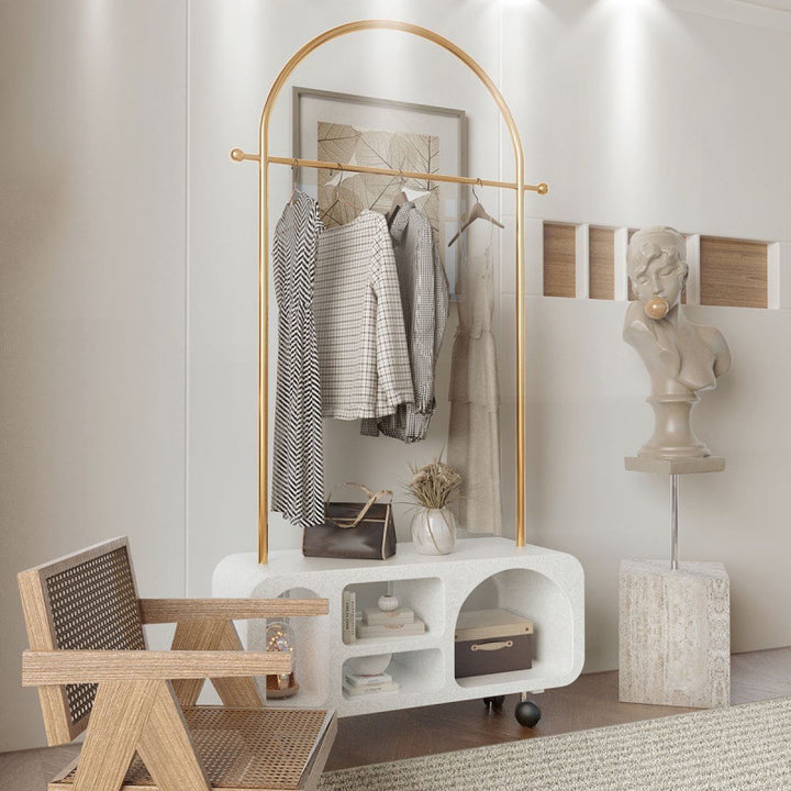 Armoire d’entrée traditionnelle française rectangulaire en arc de forme E1 écologique en MDF et fer avec plusieurs compartiments, 1 armoire, pour chambre à coucher 