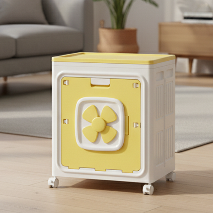 Modern Simplicity Foldable Rectangular PP Plastic Large Capacity Movable Storage Cabinet 1-Cabinet For Bedroom