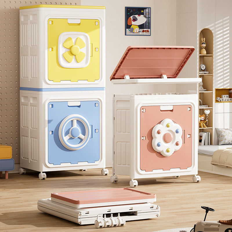 Modern Simplicity Foldable Rectangular PP Plastic Large Capacity Movable Storage Cabinet 1-Cabinet For Bedroom