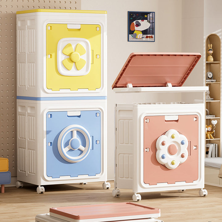 Modern Simplicity Foldable Rectangular PP Plastic Large Capacity Movable Storage Cabinet 1-Cabinet For Bedroom