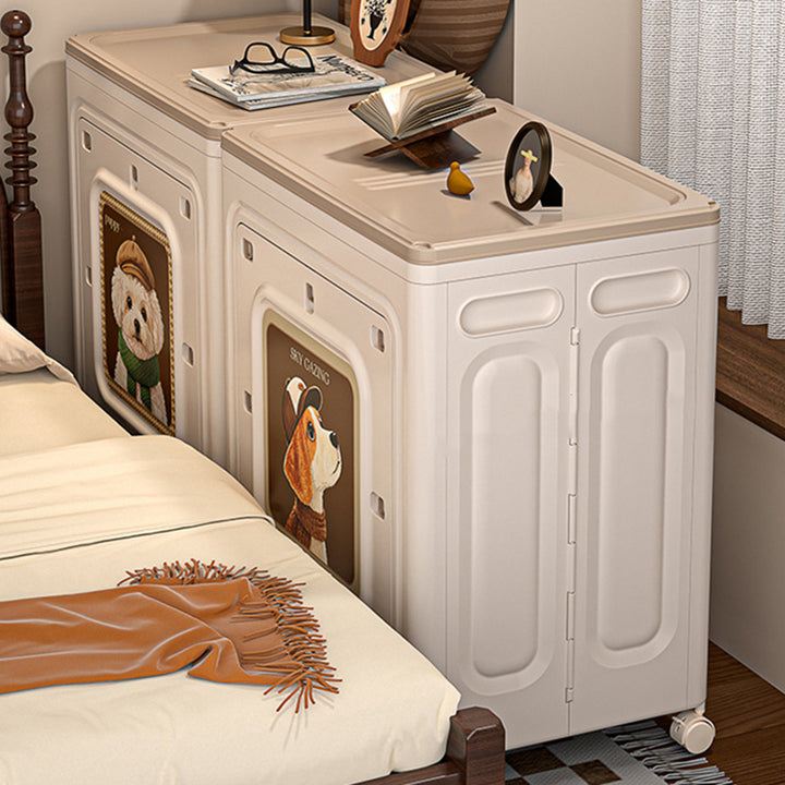 Armoire de rangement pliante rectangulaire minimaliste moderne en plastique PP avec rabat supérieur, 1 caisson, pour chambre à coucher 