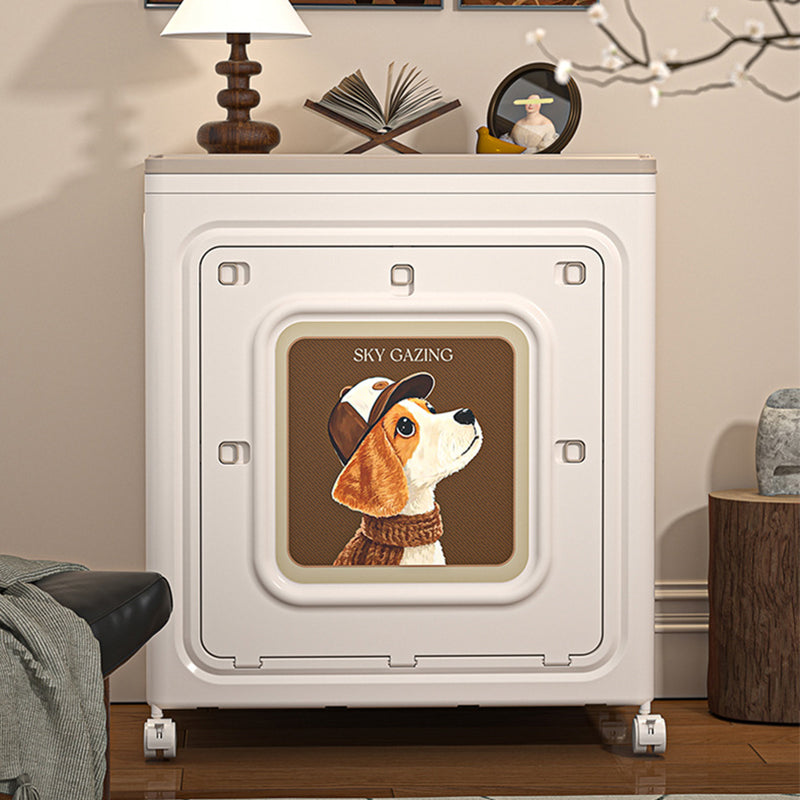 Armoire de rangement pliante rectangulaire minimaliste moderne en plastique PP avec rabat supérieur, 1 caisson, pour chambre à coucher 