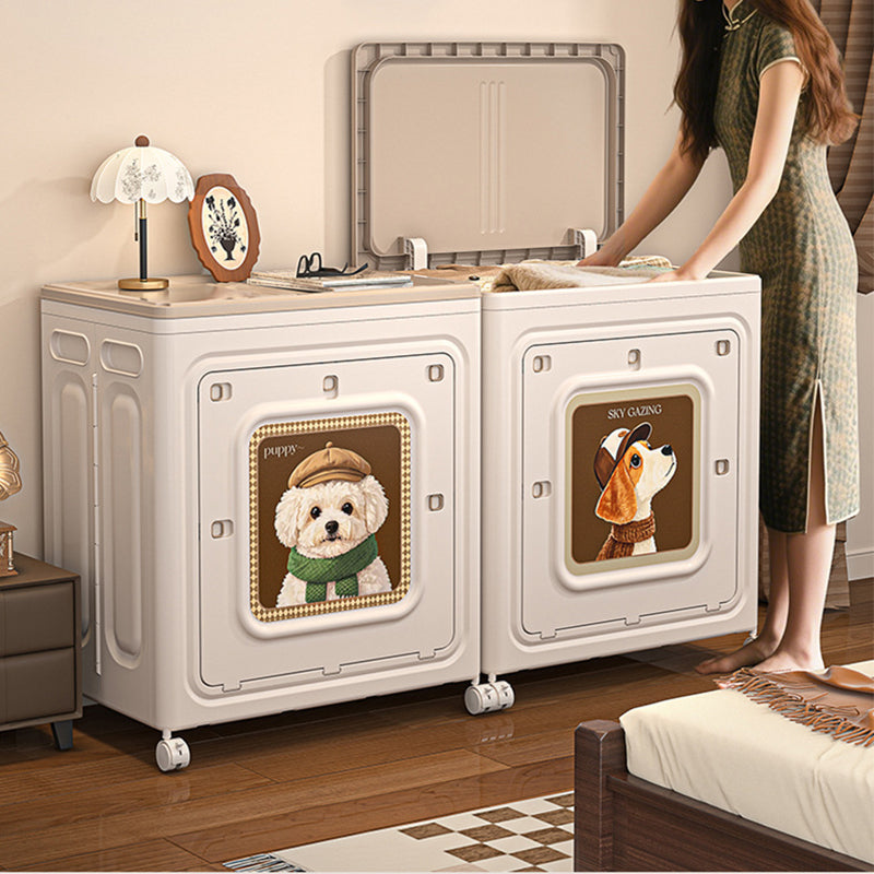 Armoire de rangement pliante rectangulaire minimaliste moderne en plastique PP avec rabat supérieur, 1 caisson, pour chambre à coucher 