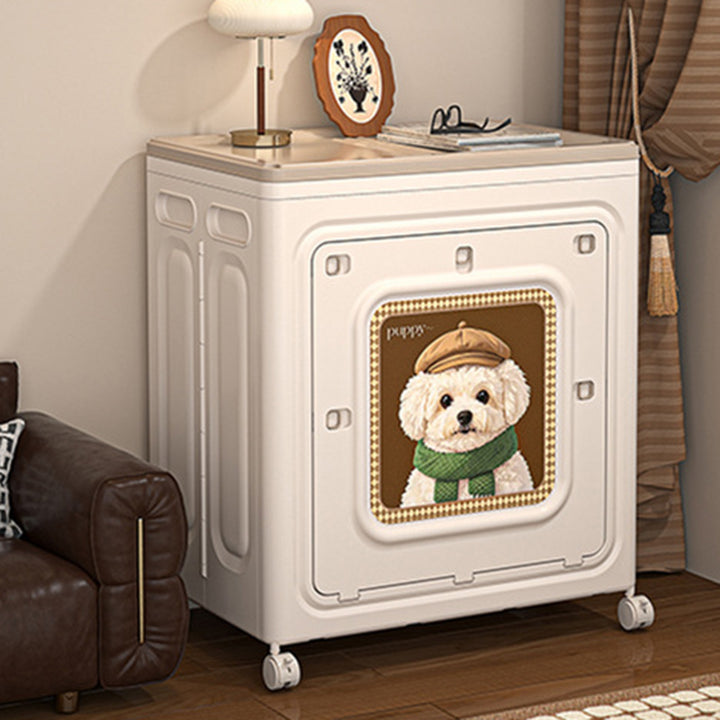 Armoire de rangement pliante rectangulaire minimaliste moderne en plastique PP avec rabat supérieur, 1 caisson, pour chambre à coucher 