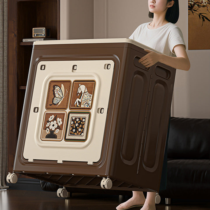 Armoire de rangement grande capacité pliable en plastique PP rectangulaire mobile style Art déco moderne à 1 compartiment pour salon et chambre 