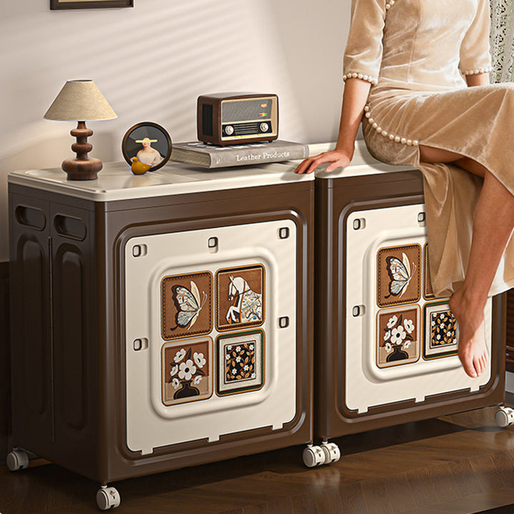 Armoire de rangement grande capacité pliable en plastique PP rectangulaire mobile style Art déco moderne à 1 compartiment pour salon et chambre 