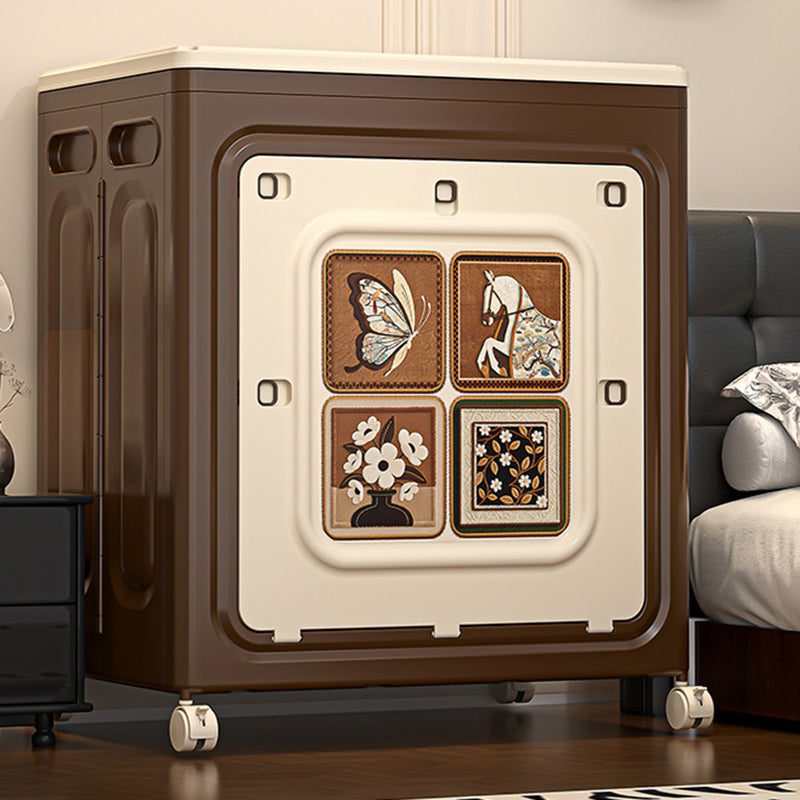 Armoire de rangement grande capacité pliable en plastique PP rectangulaire mobile style Art déco moderne à 1 compartiment pour salon et chambre 