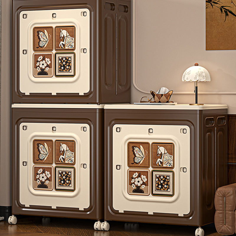 Armoire de rangement grande capacité pliable en plastique PP rectangulaire mobile style Art déco moderne à 1 compartiment pour salon et chambre 