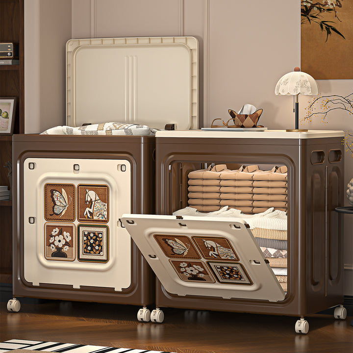 Armoire de rangement grande capacité pliable en plastique PP rectangulaire mobile style Art déco moderne à 1 compartiment pour salon et chambre 