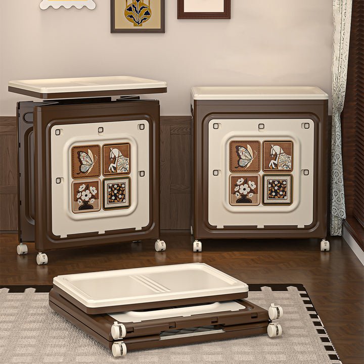 Modern Art Deco Movable Rectangular PP Plastic Foldable Large Capacity Storage Cabinet 1-Cabinet For Living Room & Bedroom