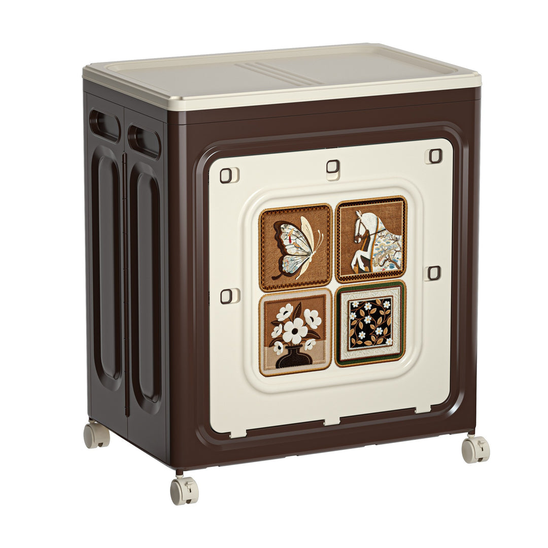 Armoire de rangement grande capacité pliable en plastique PP rectangulaire mobile style Art déco moderne à 1 compartiment pour salon et chambre 