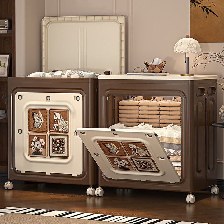 Modern Art Deco Movable Rectangular PP Plastic Foldable Large Capacity Storage Cabinet 1-Cabinet For Living Room & Bedroom