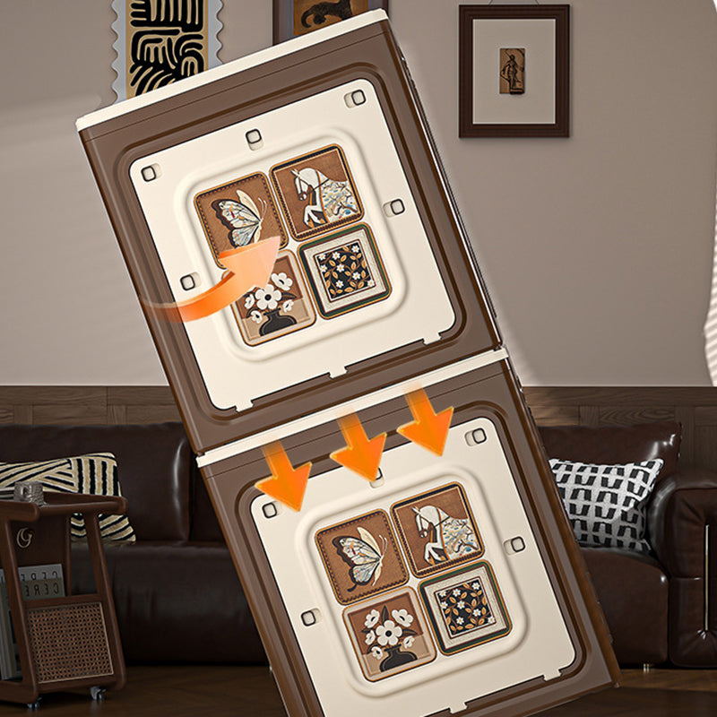 Armoire de rangement grande capacité pliable en plastique PP rectangulaire mobile style Art déco moderne à 1 compartiment pour salon et chambre 