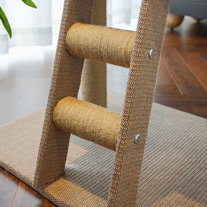 Torre para gatos contemporánea boho elipse MDF cuerda de cáñamo tela de cáñamo resistente al desgaste de 2 niveles para sala de estar 