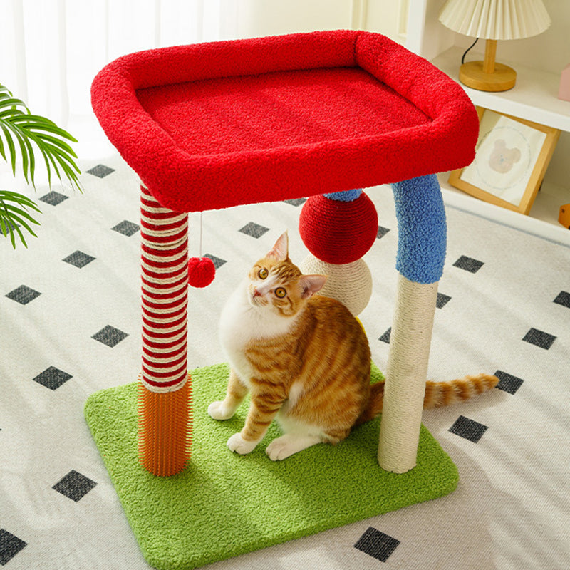 Tour pour chat à 2 niveaux en MDF à forme géométrique créative contemporaine, en peluche Teddy, corde de chanvre, pour salon 