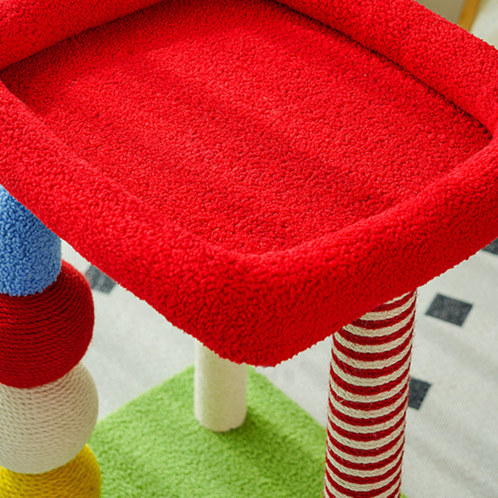 Tour pour chat à 2 niveaux en MDF à forme géométrique créative contemporaine, en peluche Teddy, corde de chanvre, pour salon 