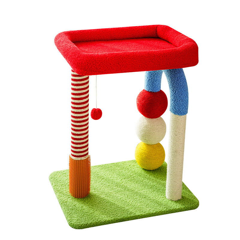 Tour pour chat à 2 niveaux en MDF à forme géométrique créative contemporaine, en peluche Teddy, corde de chanvre, pour salon 