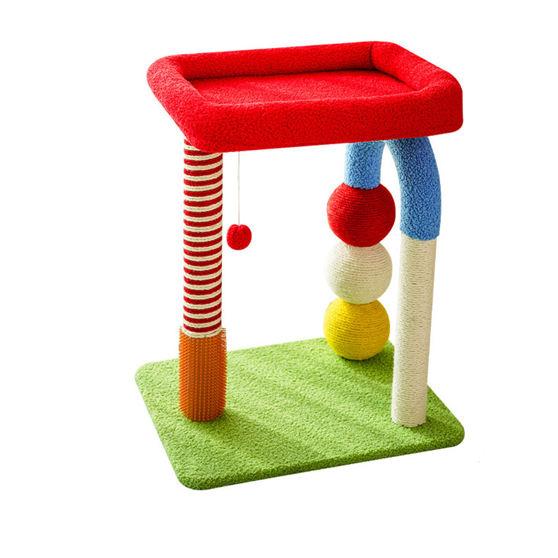 Tour pour chat à 2 niveaux en MDF à forme géométrique créative contemporaine, en peluche Teddy, corde de chanvre, pour salon 