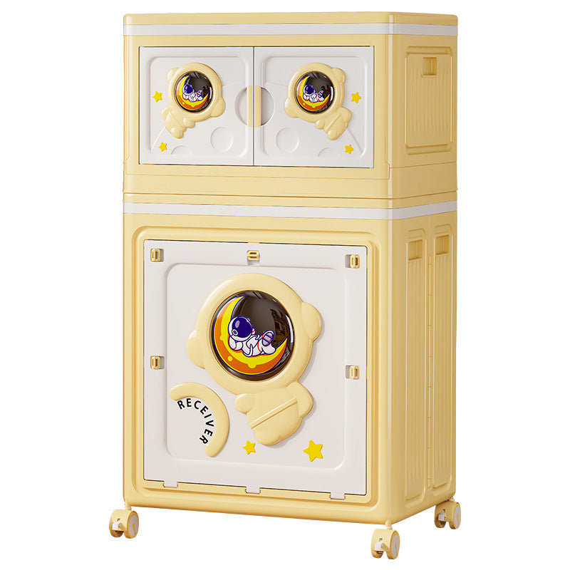 Moderner Art Deco Cartoon Astronaut Rechteckiger PP Kunststoff Faltbarer Beweglicher Aufbewahrungsschrank 1-Schrank Für Schlafzimmer 