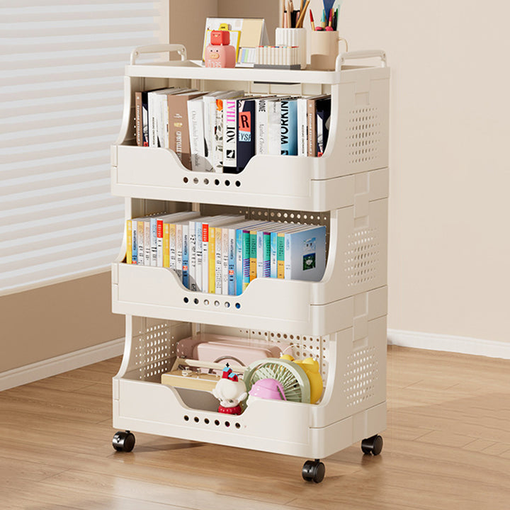Modern Minimalist Trapezoid Plastic Movable Tiered Storage Bookshelf 3/4/5-Tier For Study