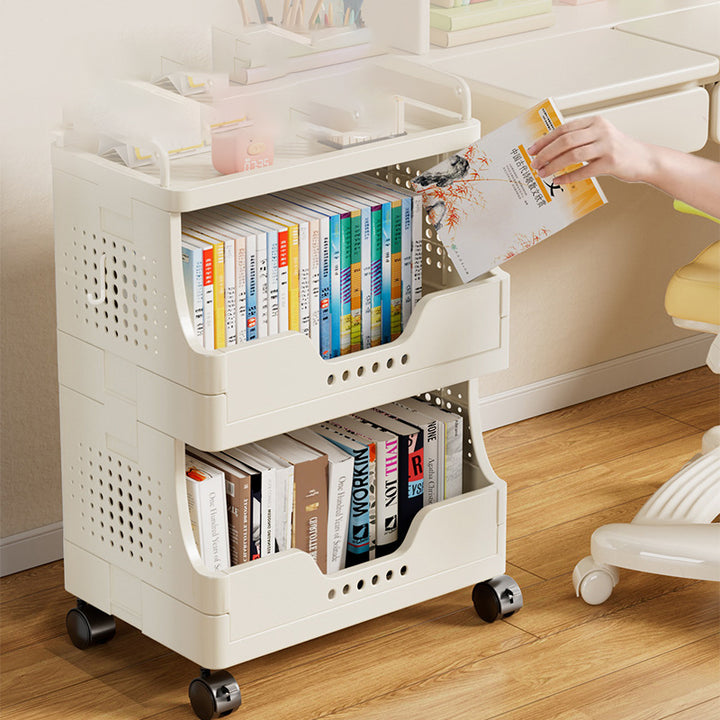 Modern Minimalist Trapezoid Plastic Movable Tiered Storage Bookshelf 3/4/5-Tier For Study
