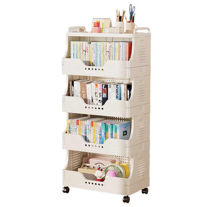 Modern Minimalist Trapezoid Plastic Movable Tiered Storage Bookshelf 3/4/5-Tier For Study