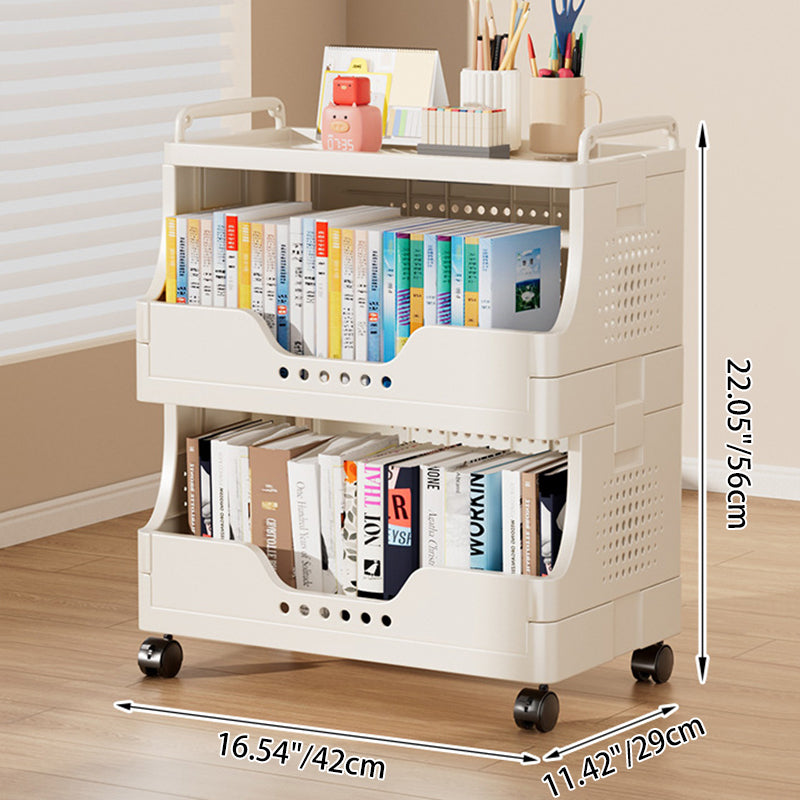 Modern Minimalist Trapezoid Plastic Movable Tiered Storage Bookshelf 3/4/5-Tier For Study