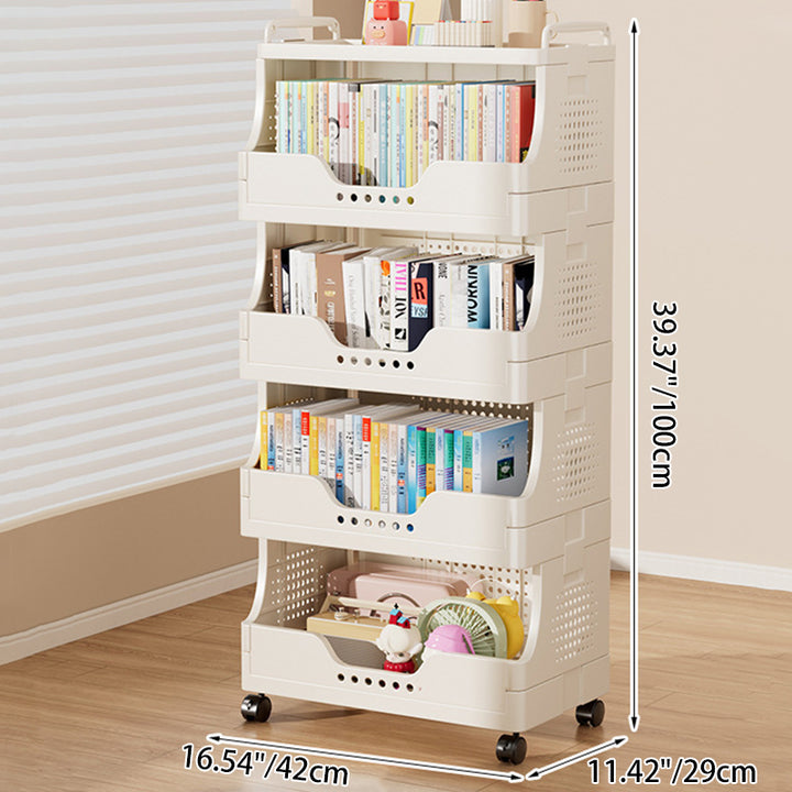 Modern Minimalist Trapezoid Plastic Movable Tiered Storage Bookshelf 3/4/5-Tier For Study