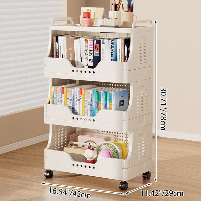 Modern Minimalist Trapezoid Plastic Movable Tiered Storage Bookshelf 3/4/5-Tier For Study